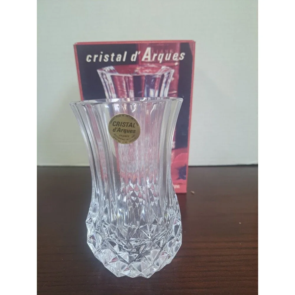 French Lead Crystal Anemones Small Vase New In Box